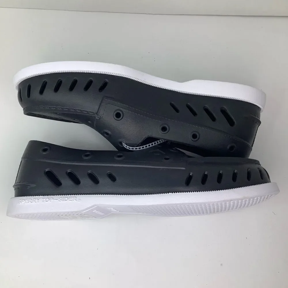 NWOT! Sperry Float Boat Black/White Rubber Women’s Slip On Shoes Sz 9M